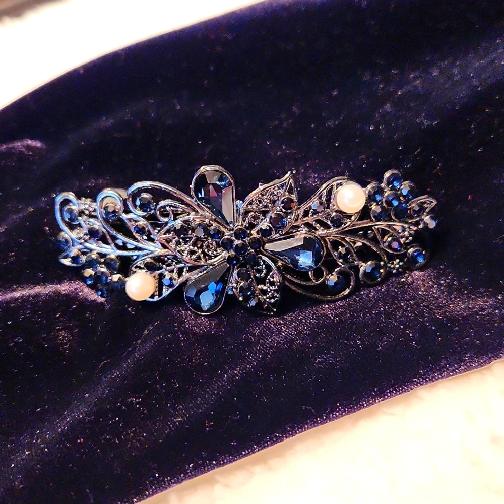 NEW Blue Rhinestone Barrette - Picture 2 of 7